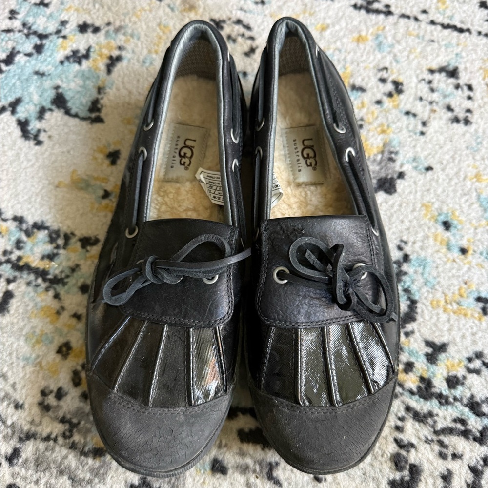 UGG Women's Black Leather Moccasins